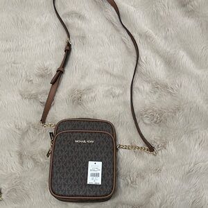 Michael Kors Brown and Gold Crossbody Bag